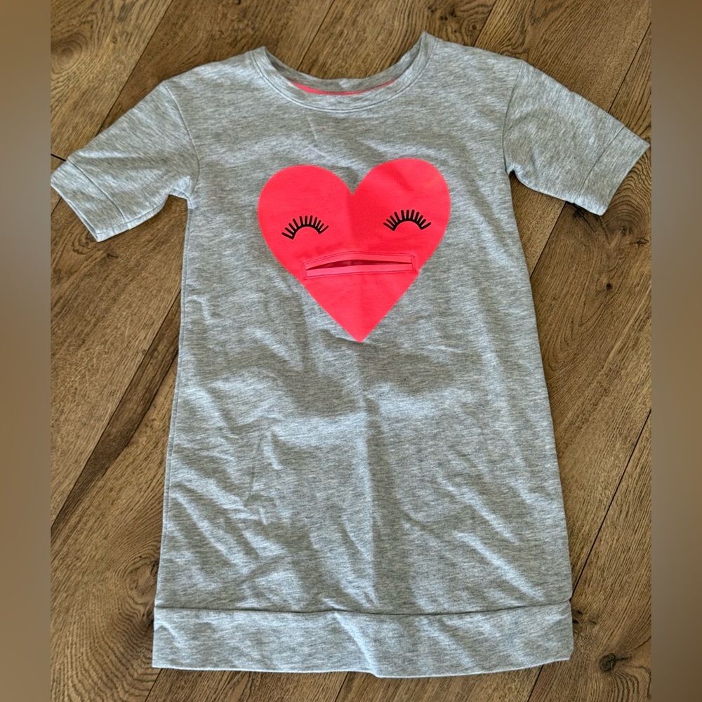 Kids Cat & Jack Gray Dress with Pink Heart